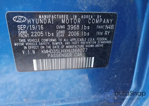 2017 Hyundai Elantra Gt из США, поврежденный, VIN KMHD35LHXHU368077